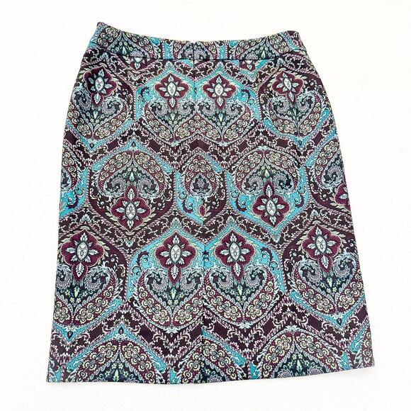 Talbots Paisley Printed Cotton Pencil Straight Patterned Skirt Size 8 - Picture 5 of 5